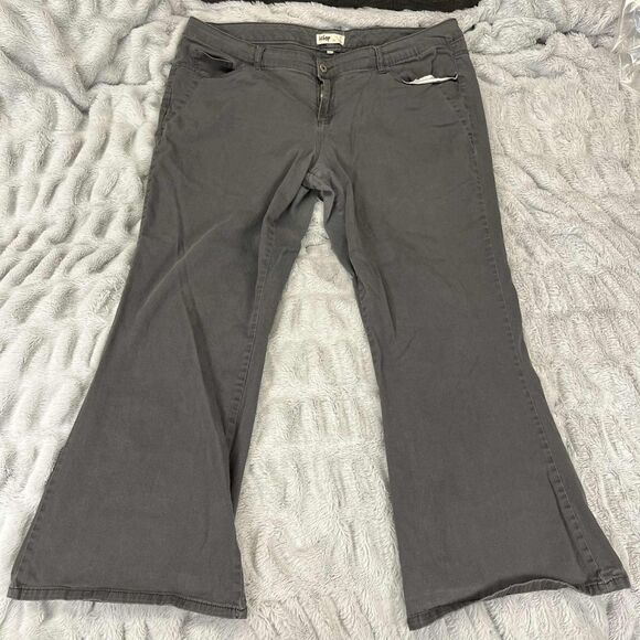 Bebop Jeans Women 22 Gray Flare Leg Cotton Blend Stretch Mid Rise Casual Relaxed - Picture 1 of 8